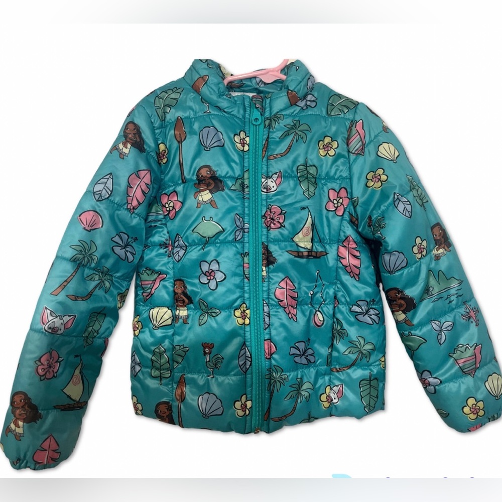 Like new Moana jacket light green for girl size 5/6